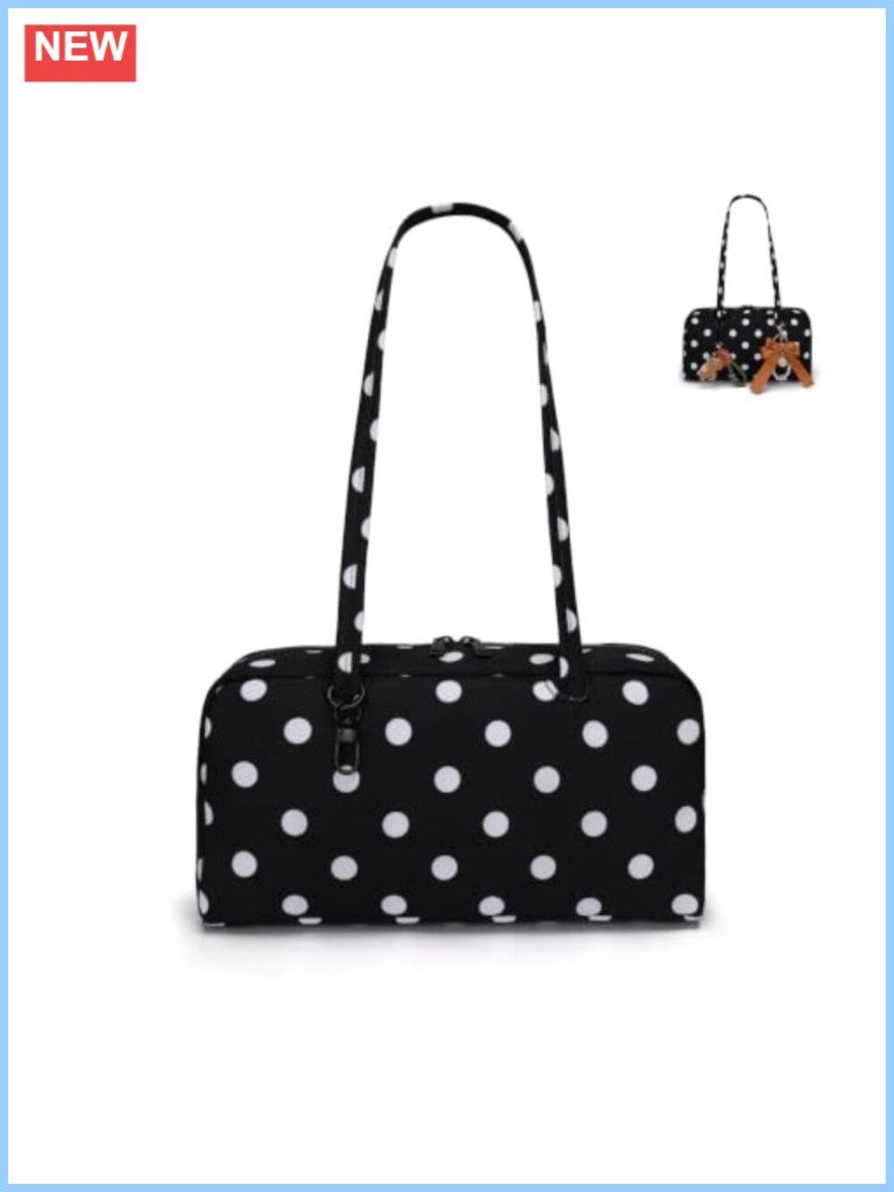Nylon Bowler Bag Slouchy Dome Satchel Shoulder Purse with Charm Loop